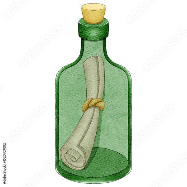Obraz Message in a green glass bottle