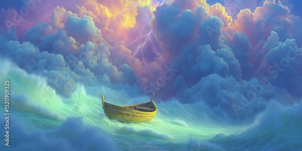 Obraz boat in sae storm