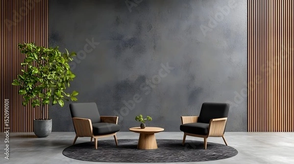 Fototapeta A cozy and stylish farmhouse inspired living room with industrial elements  long title A charming