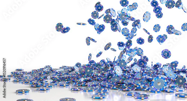 Fototapeta Casino chips falling and piling up 3d