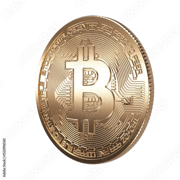 Fototapeta bitcoin gold coin isolated 3d