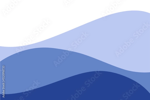 Fototapeta Blue sea waves on a white background. Endless undulating water shapes, abstract background, flat design, vector. A modern minimalistic element for a banner, label, poster with a place for text