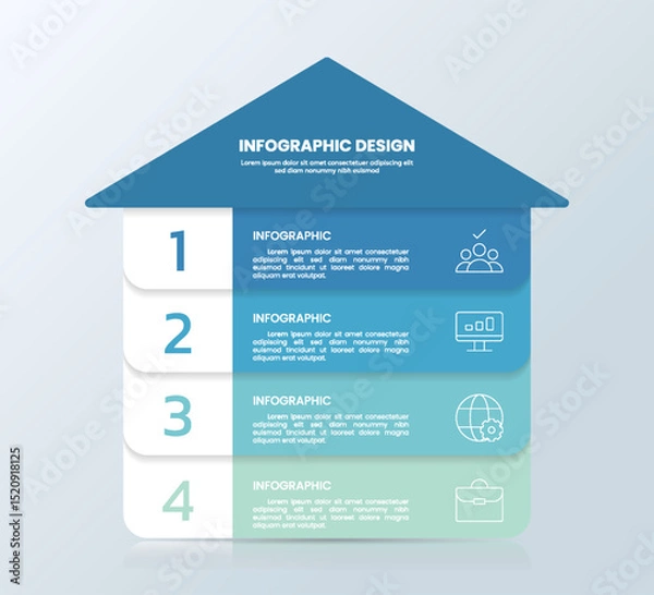 Fototapeta House Infographic Template Showing Business Data for 4 Step Presentation