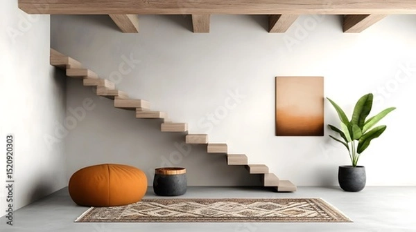Fototapeta A cozy farmhouse inspired living space with rustic decor  long title A warm and inviting