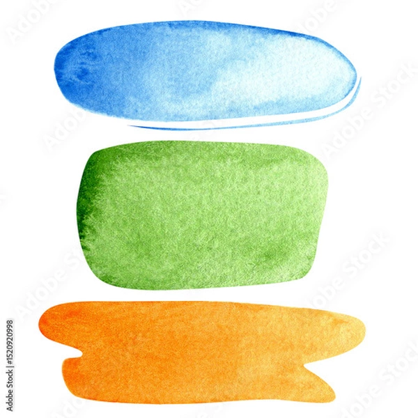 Obraz A collection of watercolor shapes for text backgrounds. Hand painted bright minimalist elements. Perfect for modern design, branding, posters, cards and children's projects