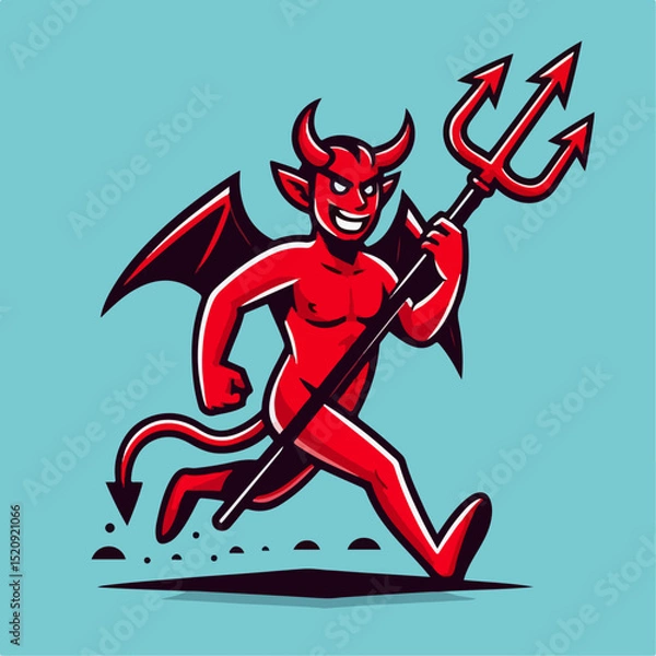 Obraz vector illustration of devil carrying trident 