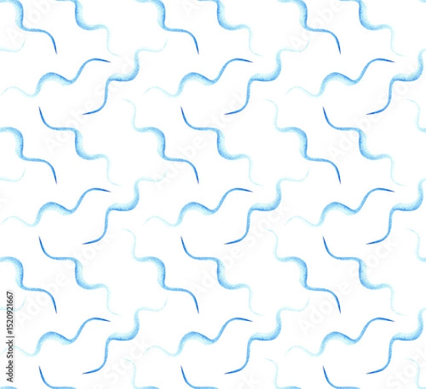 Obraz Seamless pattern with abstract watercolor shapes in the form of smooth waves. Hand painted bright geometric elements. Modern design for background, fabric, wallpaper, wrapping paper, digital prints