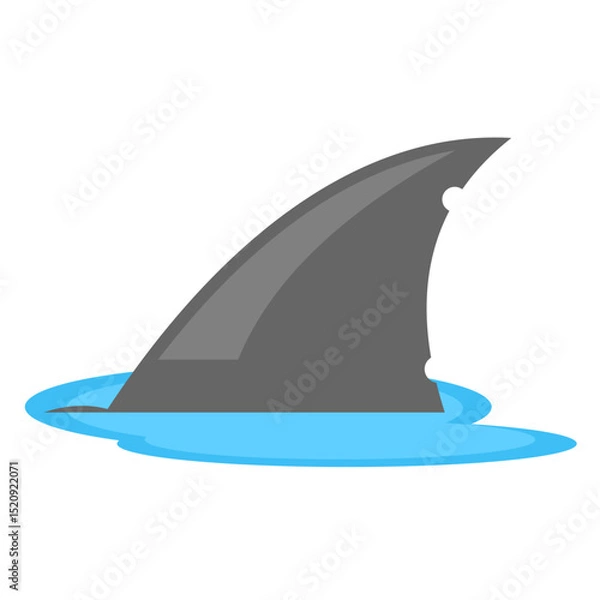 Obraz Simple shark fin icon above water,
triangular shape over calm ocean,
flat art design style.