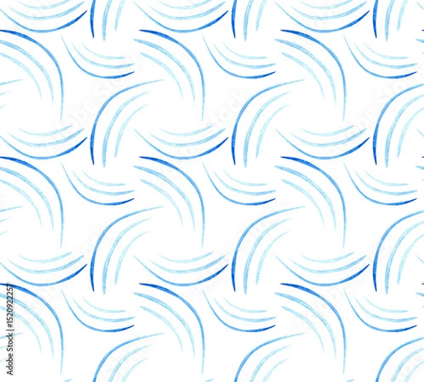 Obraz Seamless pattern with abstract watercolor shapes in blue gradient lines. Hand painted colorful geometric elements. Modern design for background, fabric, wallpaper, wrapping paper, digital prints