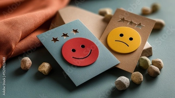 Obraz Satisfy customers with star ratings smartphone feedback and review insights modern business environment