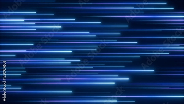 Obraz 未来感あふれるランダムな青い光のネオンライン