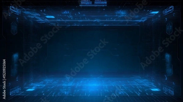 Fototapeta Futuristic cybernetic display in a virtual space