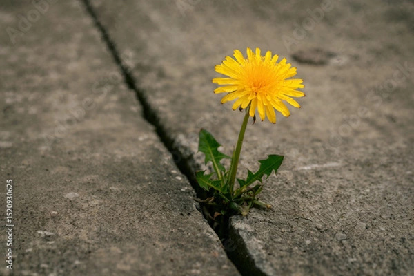Obraz Dandelion growing through pavement