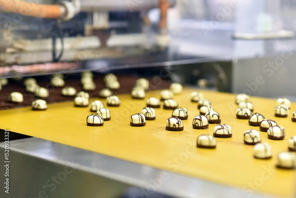 Fototapeta Production of pralines in a factory for the food industry