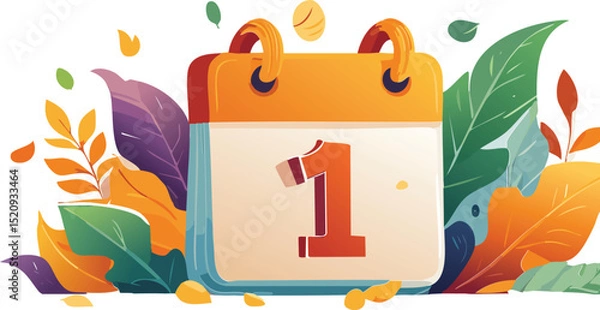 Obraz Minimalist Vector Calendar Icon with Date 1  – Flat Design Illustration