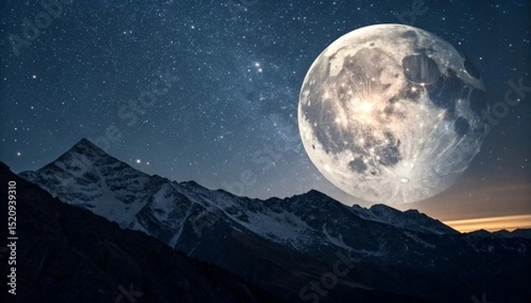 Obraz moon over the mountains