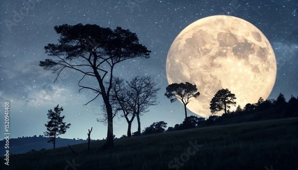 Obraz night landscape with moon