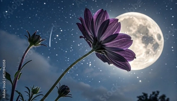 Obraz night sky with flowers