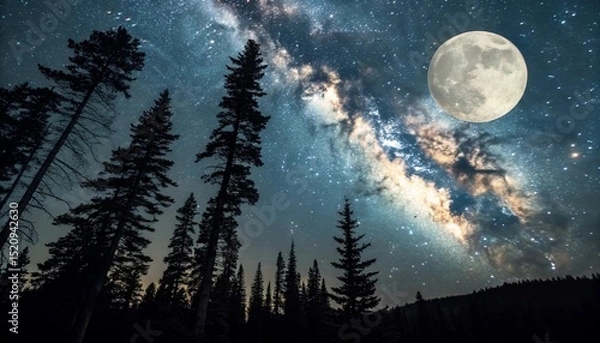 Obraz full moon over the mountains