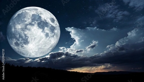Obraz full moon over blue sky