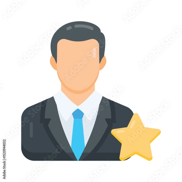 Fototapeta A flat icon showing best employee star