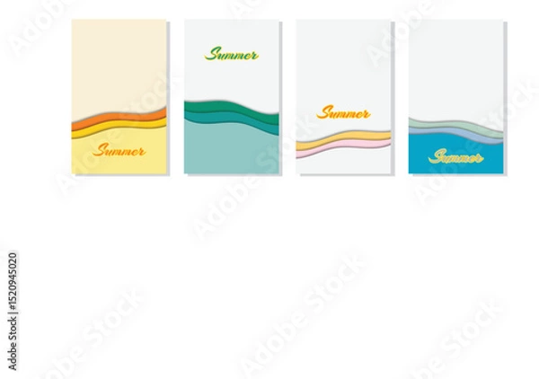 Fototapeta A set of abstract summer backgrounds with waves