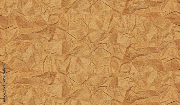 Obraz Realistic Crumpled Torn Brown Paper Textured Background for Creative Design.