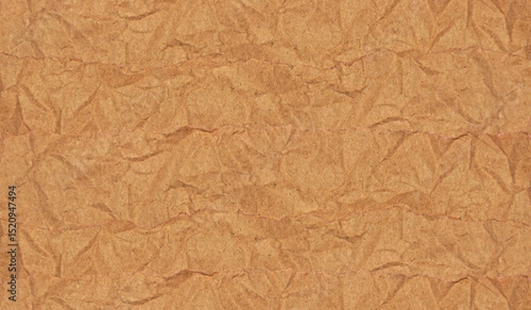 Obraz Realistic Crumpled Torn Brown Paper Textured Background for Creative Design.