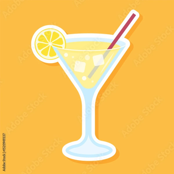 Obraz Lemon cocktail sticker for use in food and beverage promotions or summer themed visuals
