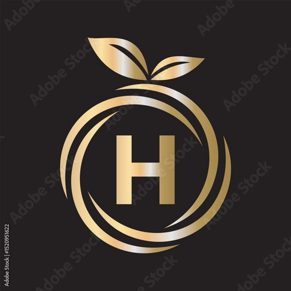 Obraz  Initial Orange Logo combine with letter H vector template