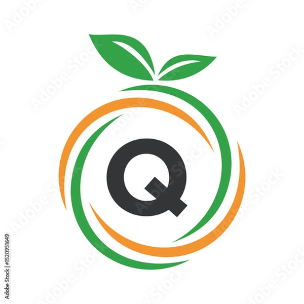 Obraz  Initial Orange Logo combine with letter Q vector template