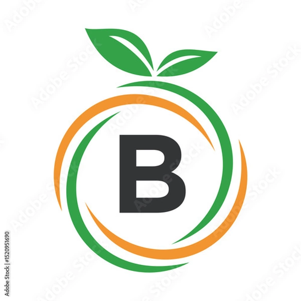 Obraz  Initial Orange Logo combine with letter B vector template