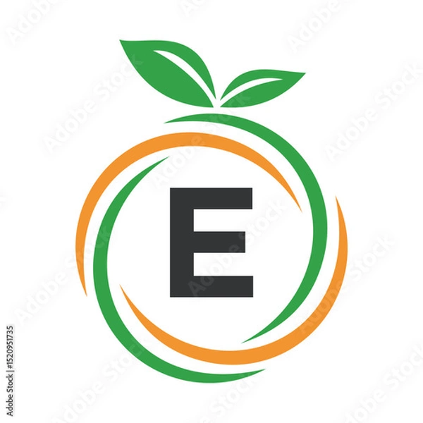 Obraz  Initial Orange Logo combine with letter E vector template