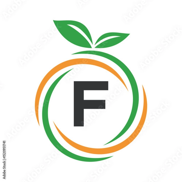 Obraz  Initial Orange Logo combine with letter F vector template