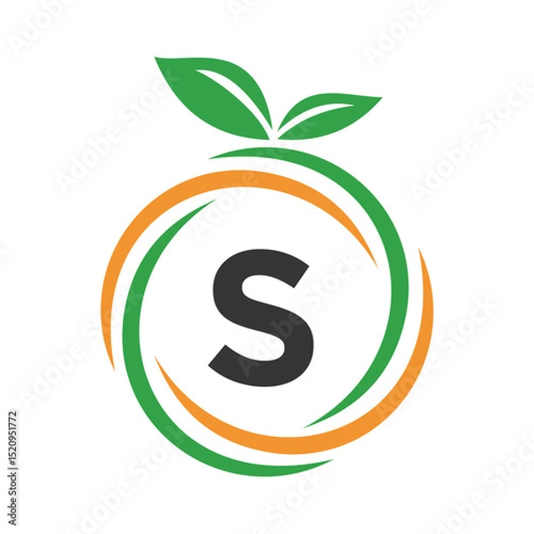 Obraz  Initial Orange Logo combine with letter S vector template