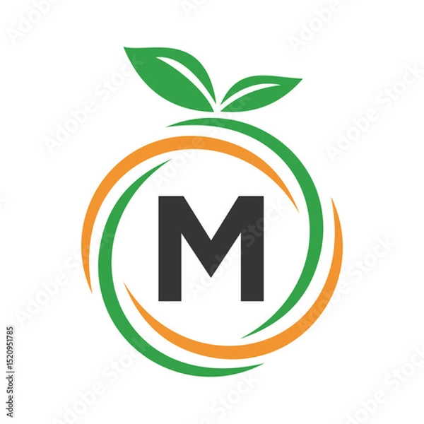 Obraz  Initial Orange Logo combine with letter M vector template