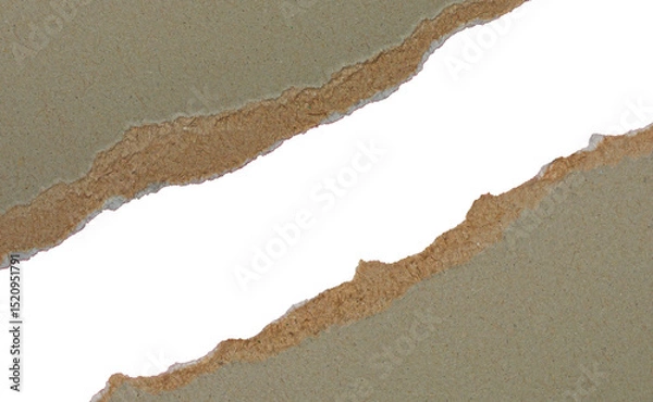 Fototapeta Torn Grey Paper Edge Frames Isolated on Transparent Background for Creative Project.