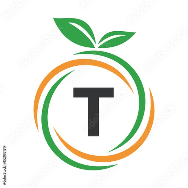 Obraz  Initial Orange Logo combine with letter T vector template