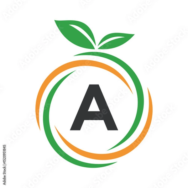 Fototapeta  Initial Orange Logo combine with letter A vector template