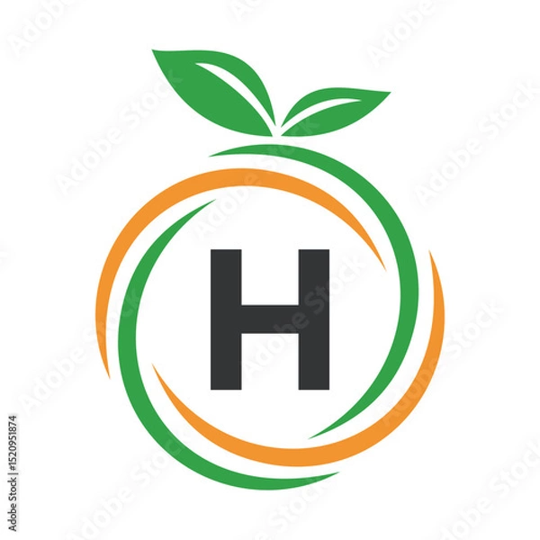 Fototapeta  Initial Orange Logo combine with letter H vector template
