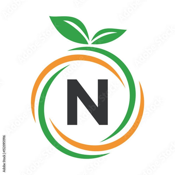 Obraz  Initial Orange Logo combine with letter N vector template