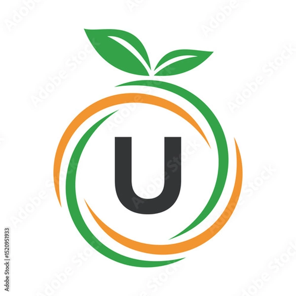 Obraz  Initial Orange Logo combine with letter U vector template
