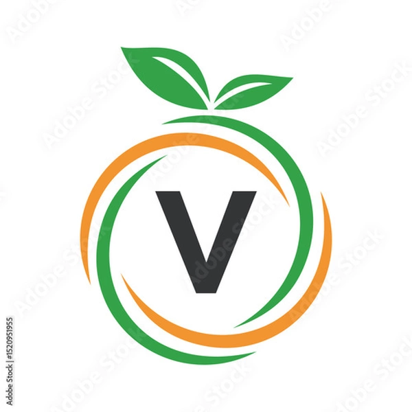 Obraz  Initial Orange Logo combine with letter V vector template