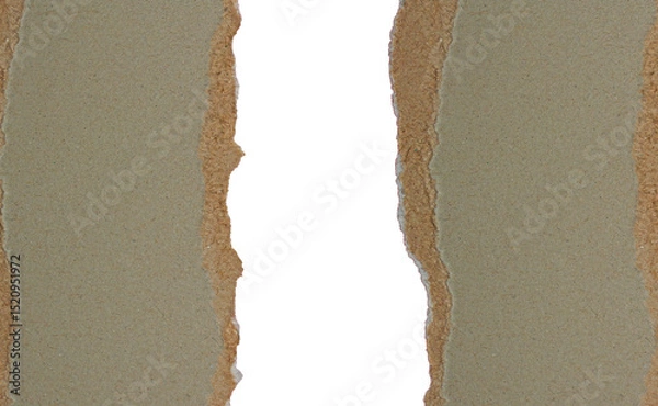 Fototapeta Torn Grey Paper Edge Frames Isolated on Transparent Background for Creative Project.