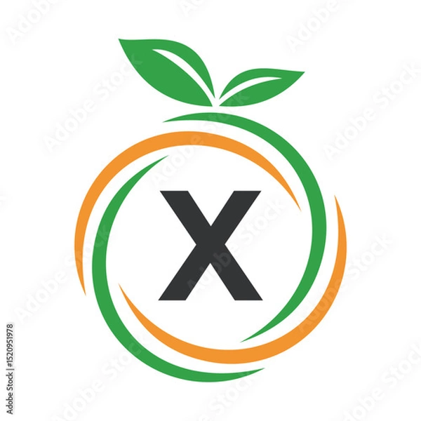 Obraz  Initial Orange Logo combine with letter X vector template