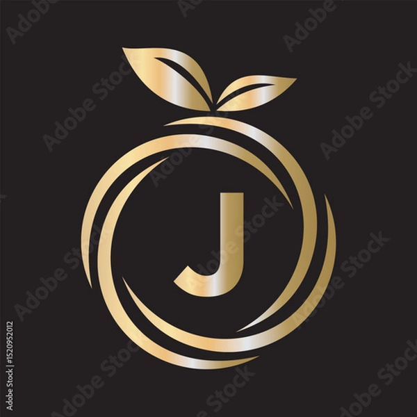 Obraz  Initial Orange Logo combine with letter J vector template