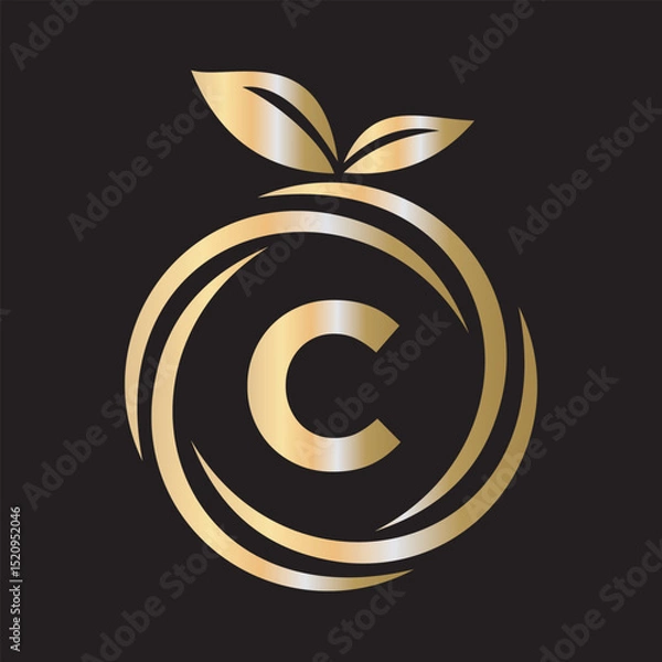 Obraz  Initial Orange Logo combine with letter C vector template