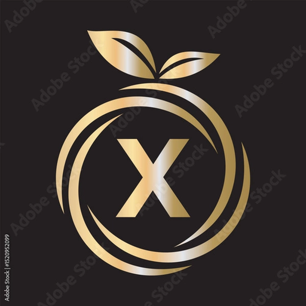 Obraz  Initial Orange Logo combine with letter X vector template