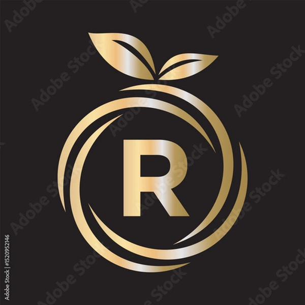 Obraz  Initial Orange Logo combine with letter R vector template