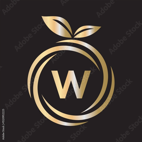 Obraz  Initial Orange Logo combine with letter W vector template